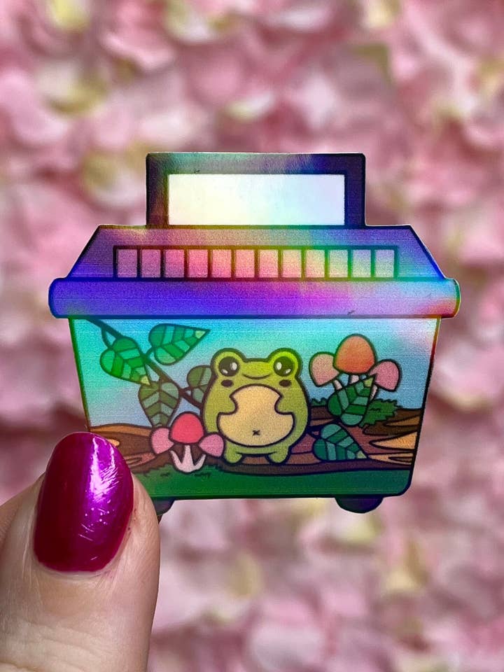 Adesivos holográficos de sapo de estimação Kawaii feitos à mão por atacado de 13resinswhy