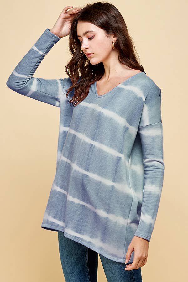 LA FIESTA – wholesale Tunika - Dam – TIE-DYE PRINT V-RINGAD TOPP9