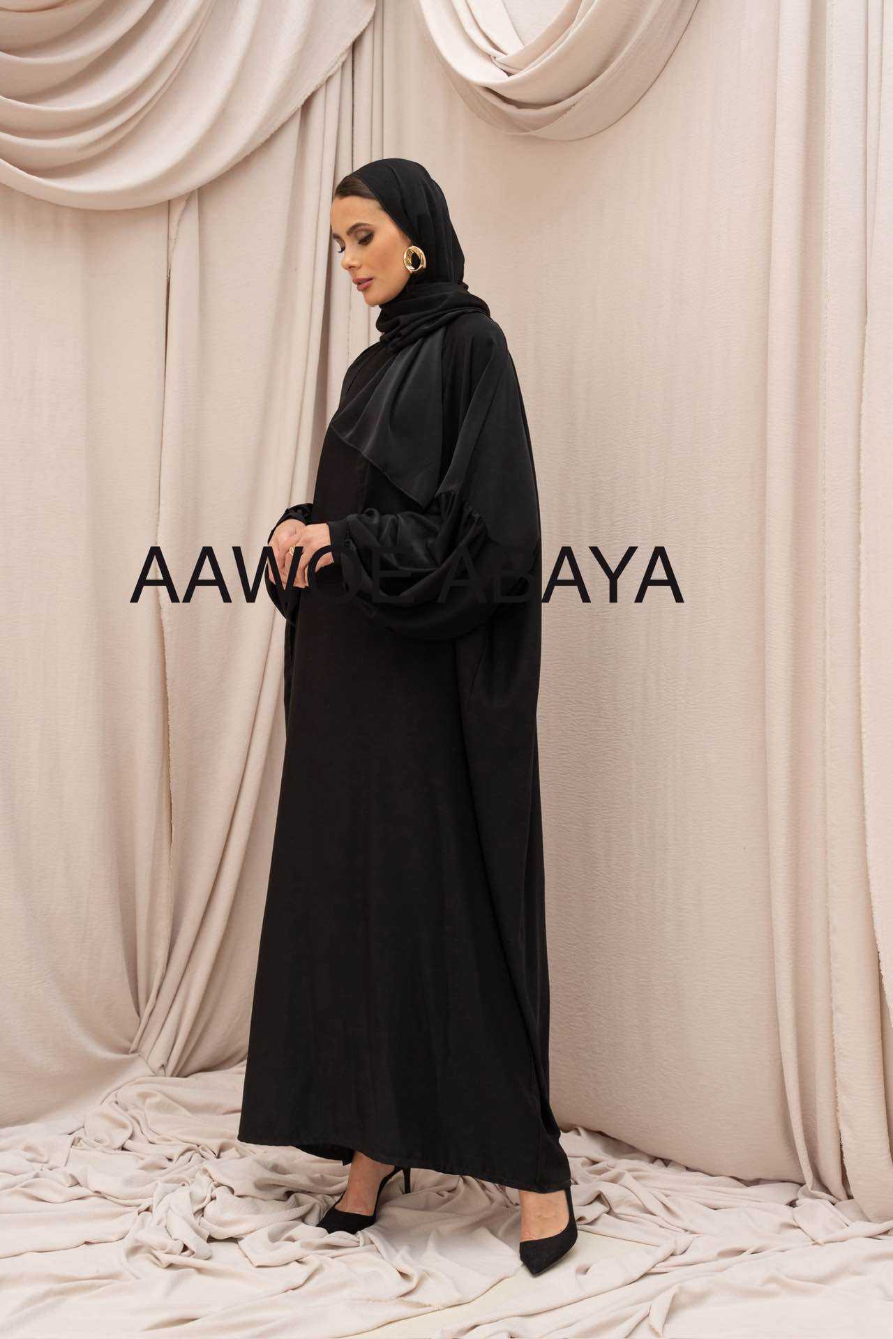 Aawoe Abaya - Wholesale Kaftan - Women's - Medina silk abaya with integrated veil -23333