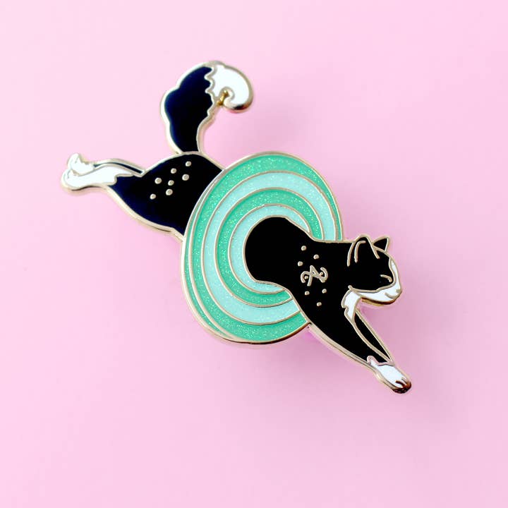 Glitter Punk - Wholesale Lapel Pin/Button - Space Portal Cat Enamel Pin – Cosmic Cats Collection