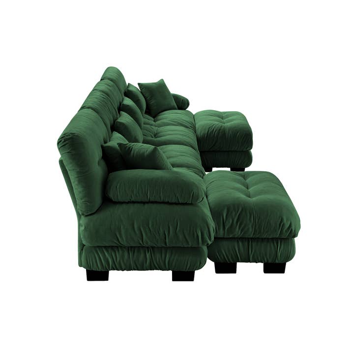 39F Inc. - Wholesale Sofa - Modular U-Shaped 4-Seat Green Chenille Sectional Sofa14