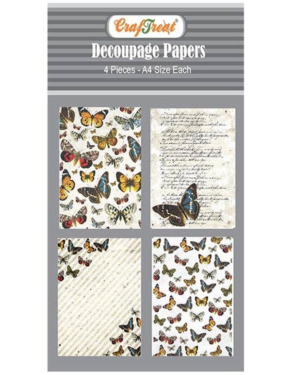 CrafTreat – Großhandel Bastelzubehör – CraftTreat Decoupage-Papier, Motiv Schmetterling, A40