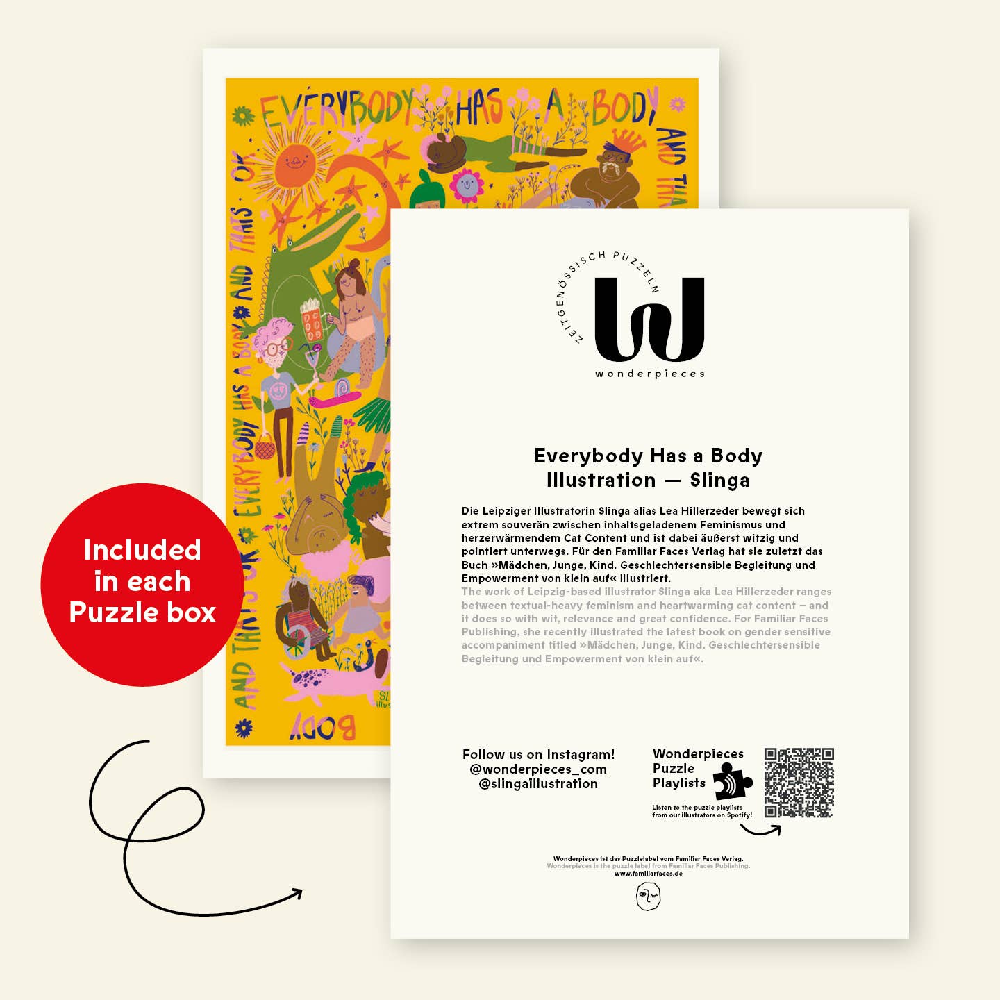 Wonderpieces - Wholesale Puzzle - Adult - »Everybody Has a Body« Puzzle |  Illustration Slinga2