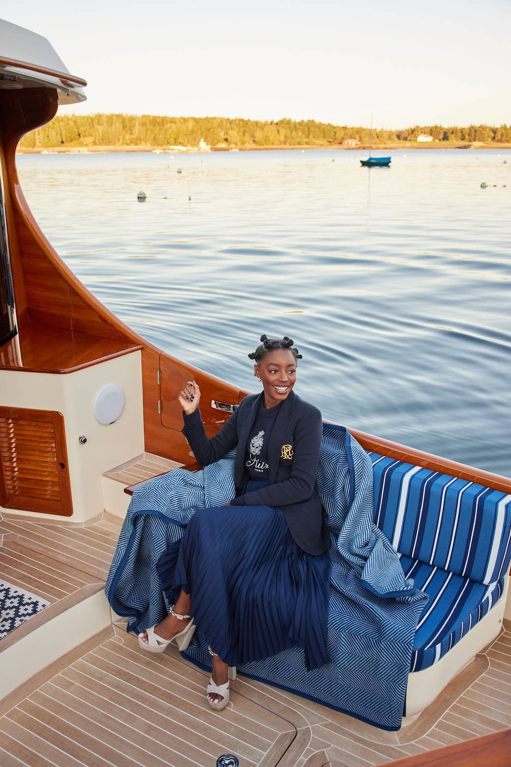 ChappyWrap - Vente Plaids - Couverture Harborview Herringbone bleu marine6