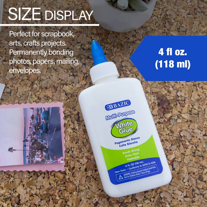 BAZIC Products - Wholesale Glue - White Glue 4 FL OZ (118 mL)1