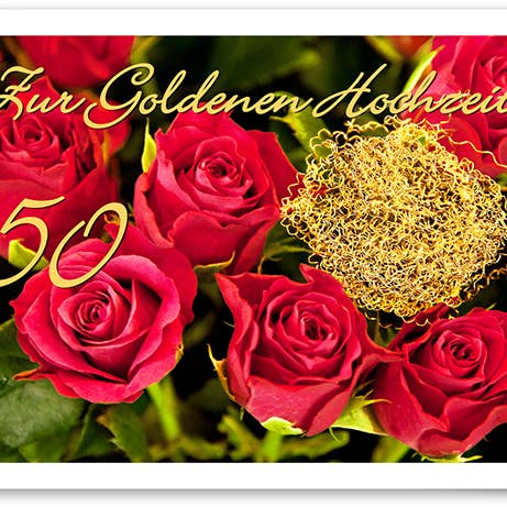 Gyldent bryllup/lykønskningskort/749021 for engroshandel hos Yabué