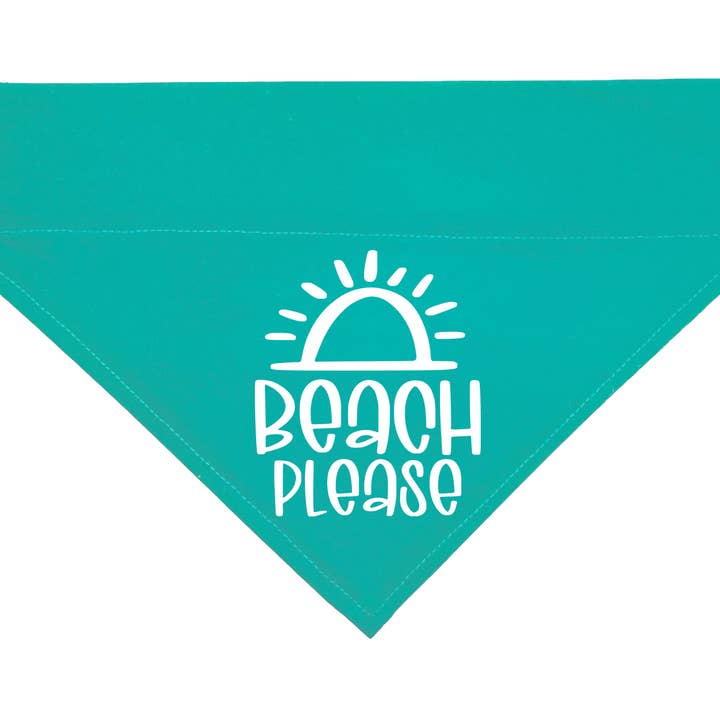 Woofingtons & Company - Wholesale Pet Bandana - Dog - Beach Please - Funny Quote Over Collar Dog Bandana