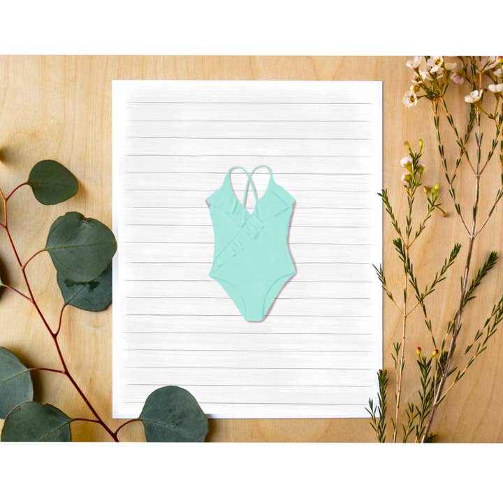 Badedragt Illustreret Print, Lys Turkis for engroshandel hos Art and Soul