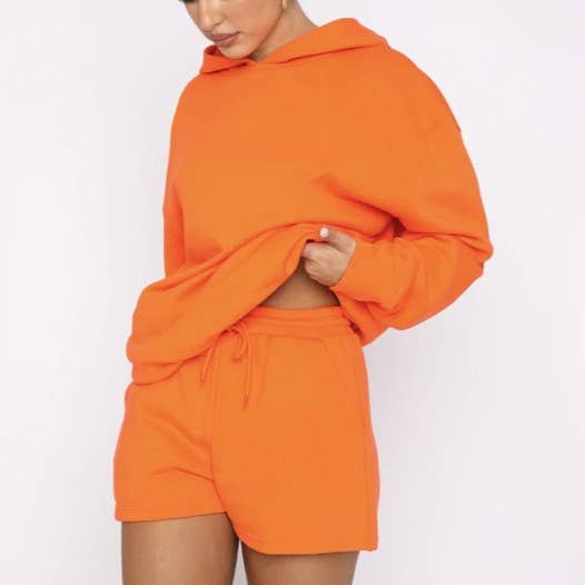 HIDDENBRAND - Wholesale Lounge Set - Women's - Oversized hooded sweatshirt and short 2 piece set outfits19