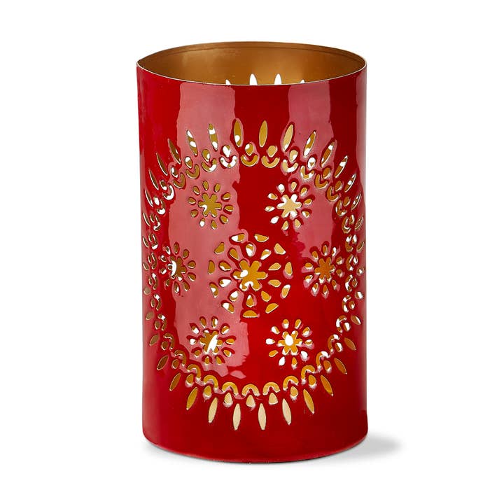 tag - Wholesale Candle Holder - Huglo Pierced Hurricane - Red