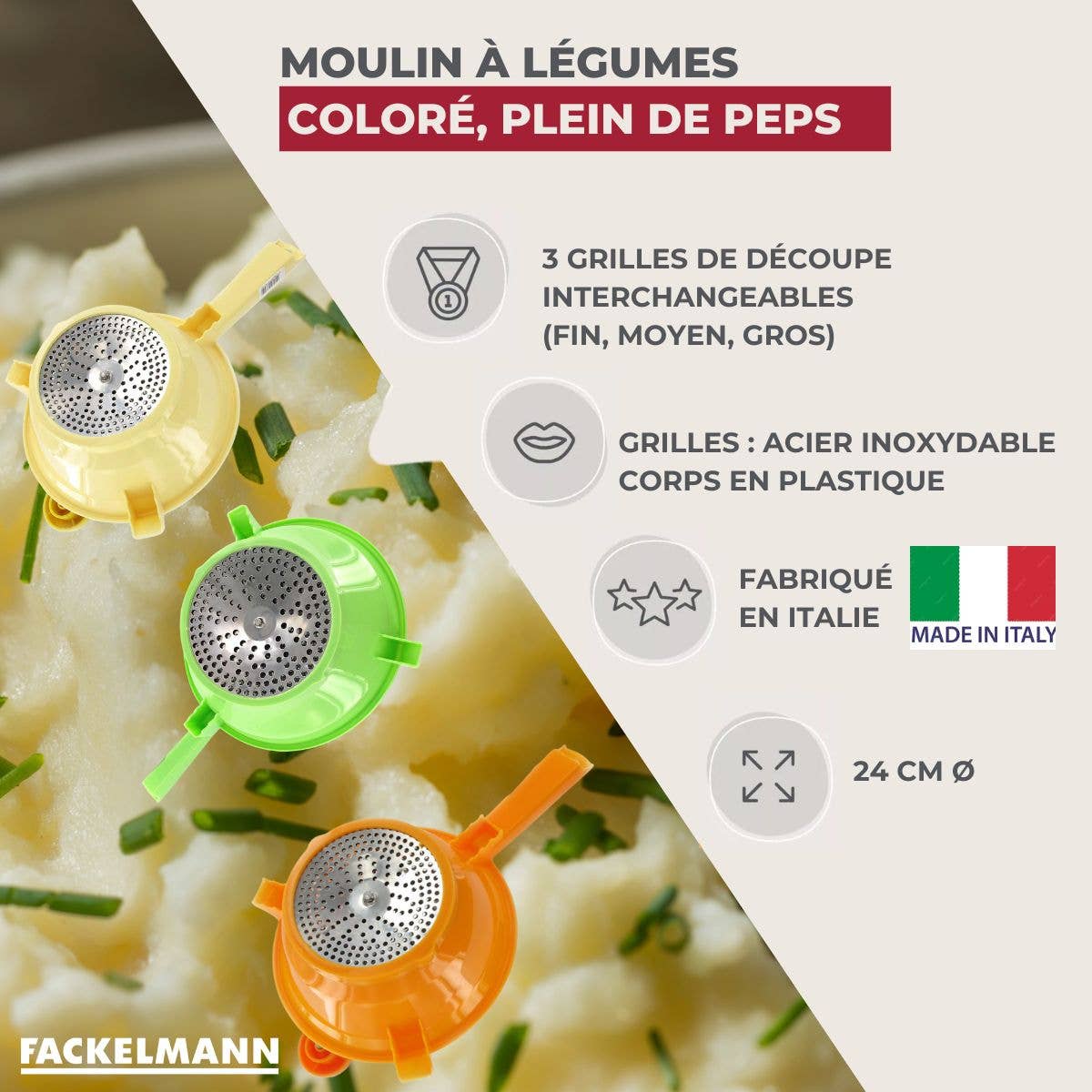 Zenker – Ferramenta/gadget de cozinha por atacado – Moinho de legumes plástico 24 cm Fackelmann Handmade Tradition2