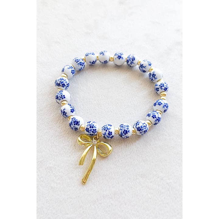 Nash Grey - Wholesale Beaded Bracelet - Jen Floral Bow Beaded Bracelets