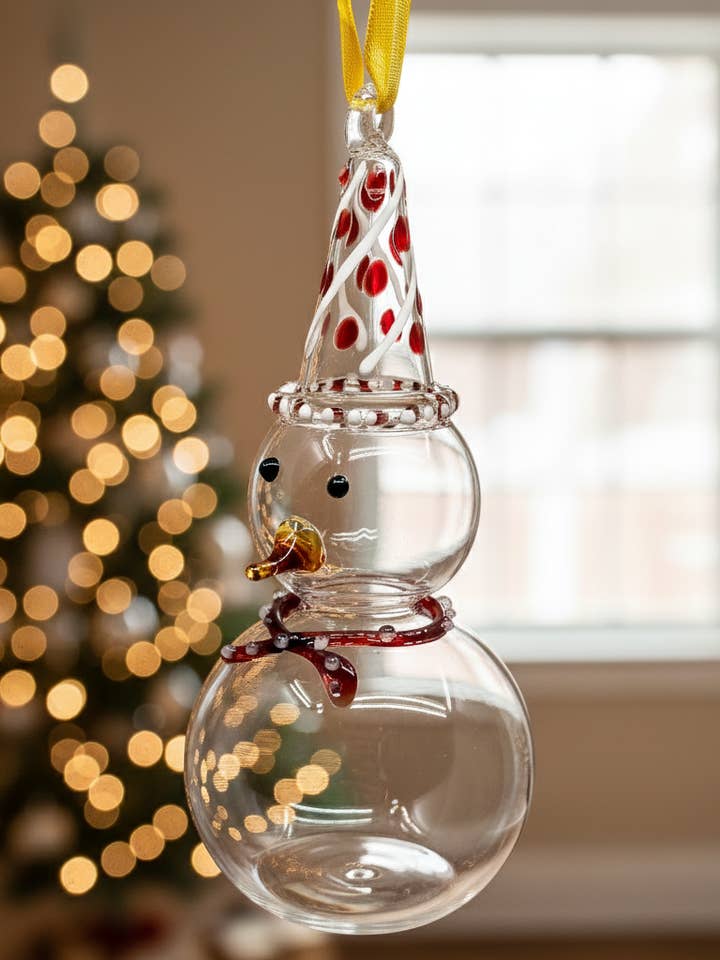 Snögubbeprydnad - egyptiskt handblåst glas för wholesale av Arabazaar Gallery LLC