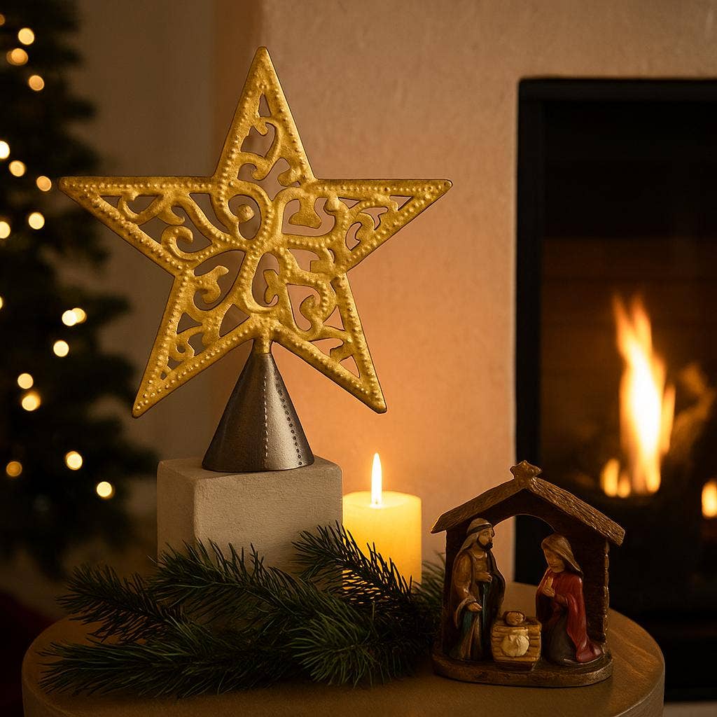 Beyond Borders - Wholesale Tree Topper - Gold Filigree Star Tree Topper4