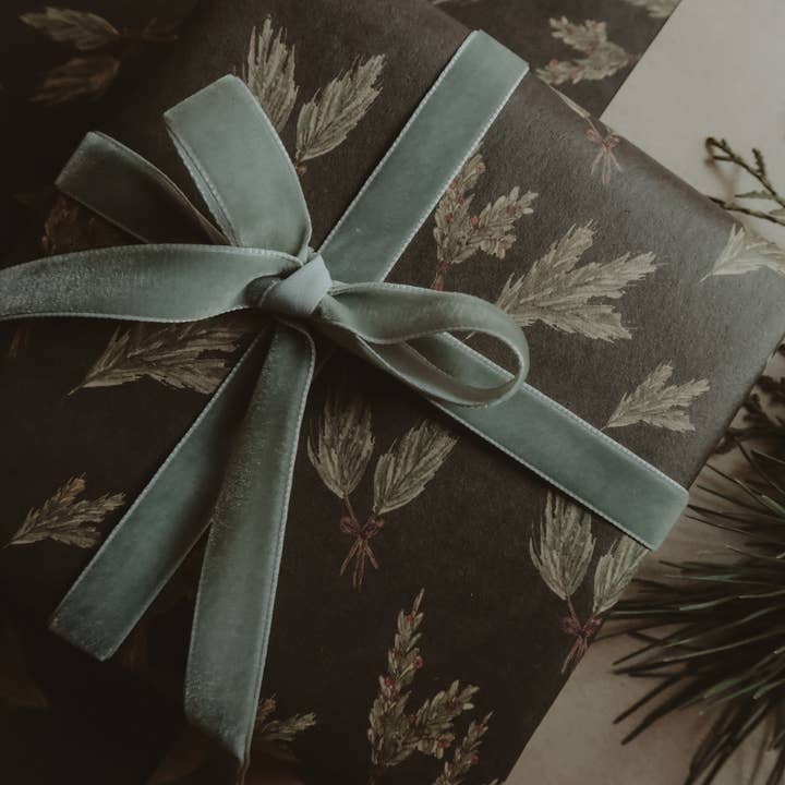 MyDesignPictures - Wholesale Flat Wrap - Green branches Kraft Wrapping Paper