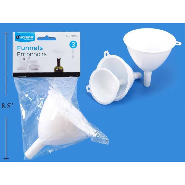 Luciano 3-pc Plastic Funnel for wholesale by Luciano Gourmet