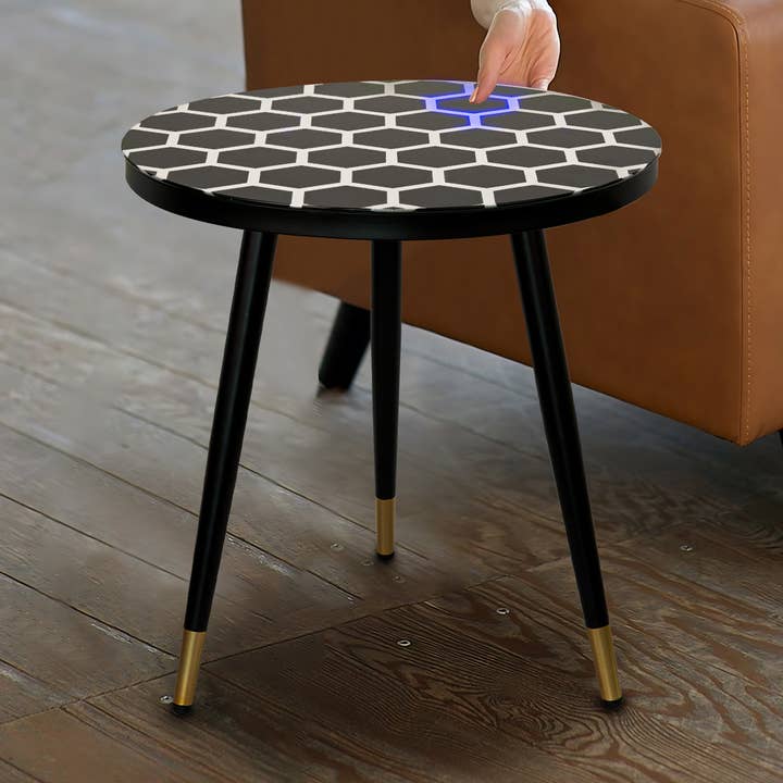 Table basse LED en bois noir d'intérieur pour la vente par EP Design Lab
