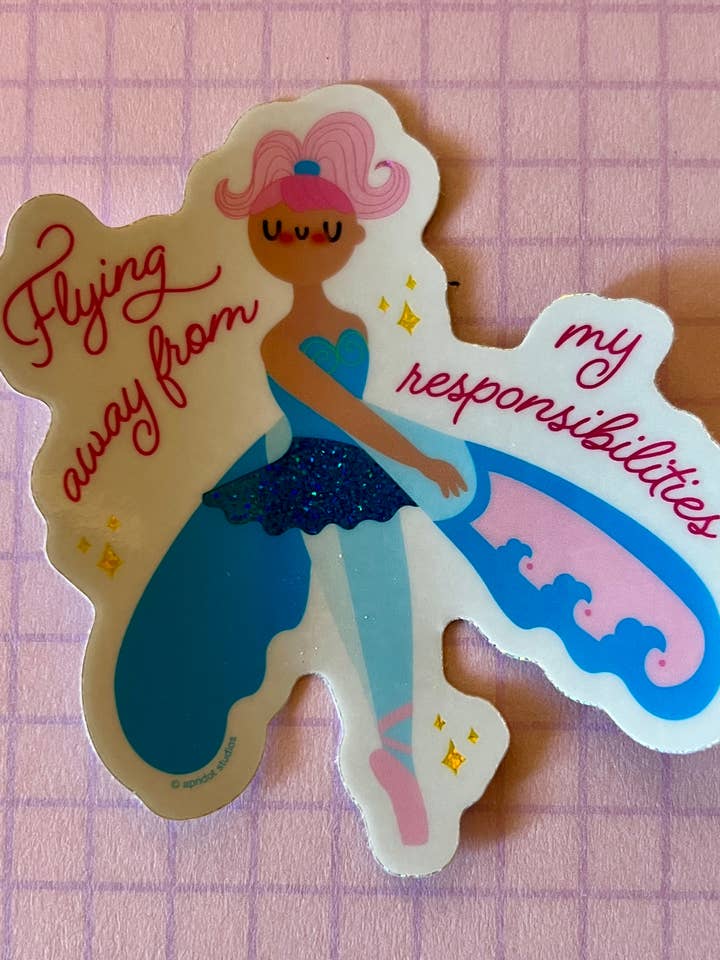 Flying Away Sky Dancer Sticker for wholesale by Apridot Studios