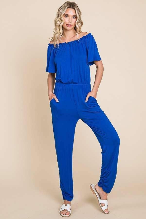 Culture Code - Wholesale Jumpsuit - Women's - CAR1489 - OFF SHOULDER PEASANT JUMPSUIT16