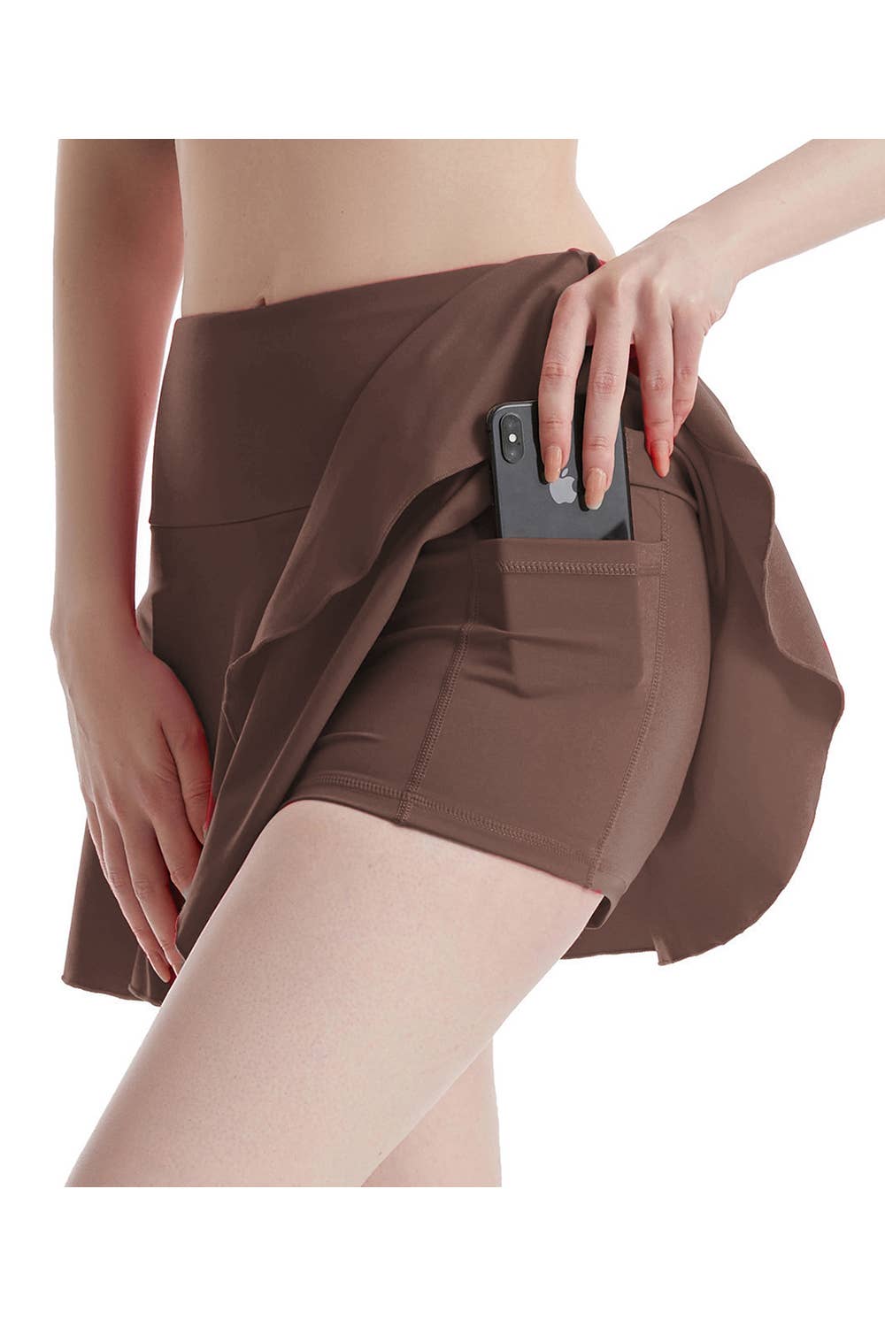 Color 5 - Wholesale Athletic Skirt - Women's - Solid color athletic skorts feature under shorts w/pockets6