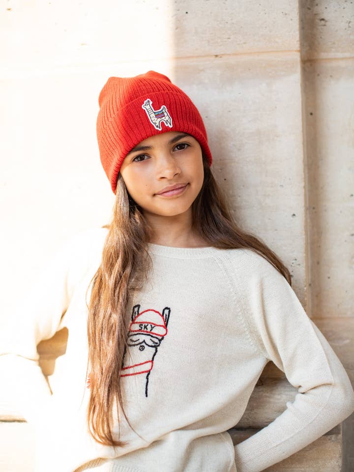 Kids Beanie with YAPA logo Red for wholesale by YAPA