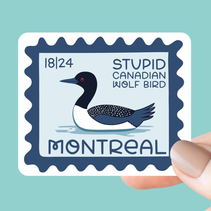 Stupid Canadian Wolf Bird Sticker for wholesale by Chapter & Craft Studio