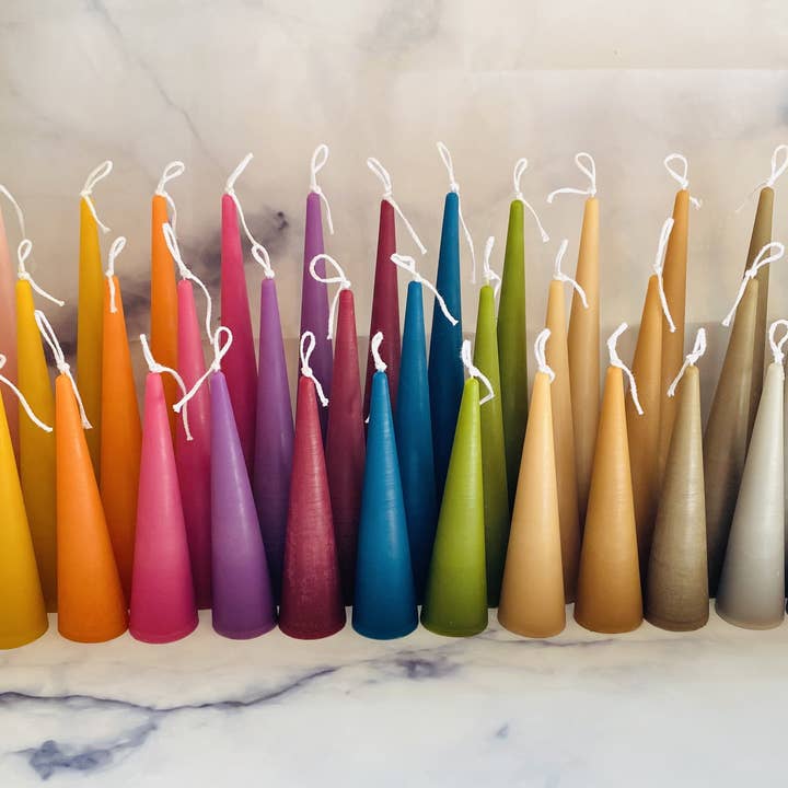 Maple + Love - Wholesale Tapered Candle/Candlestick - Neutrals Slim Cone Taper Beeswax Candle