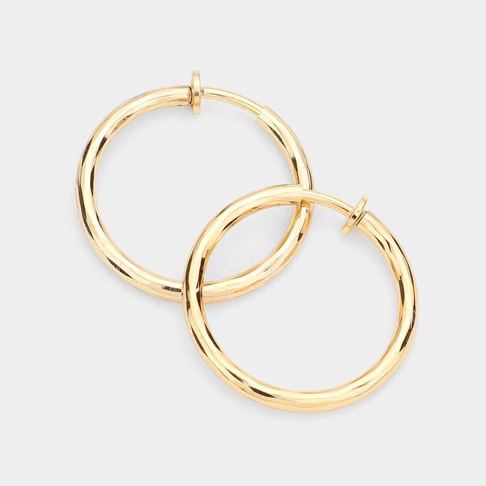 Sensibling Corp. - Wholesale Hoop Earrings - 1.25 Inch Clip On Hoop Earrings0