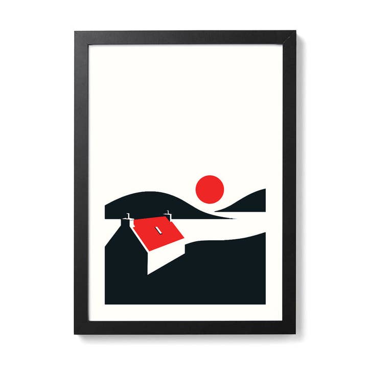 Red Roof Cabin Art Print for wholesale by OR8DESIGN