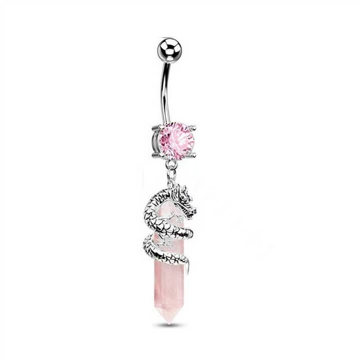 ACCITY - Wholesale Belly Ring - 3D Dragon Claw Natural Stone Belly Button Ring_CWMM94734