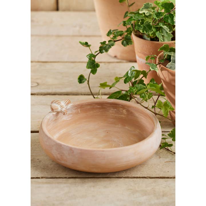 Namaste - Wholesale Bird Bath - Terracotta Bird Bath/feeder with Bee