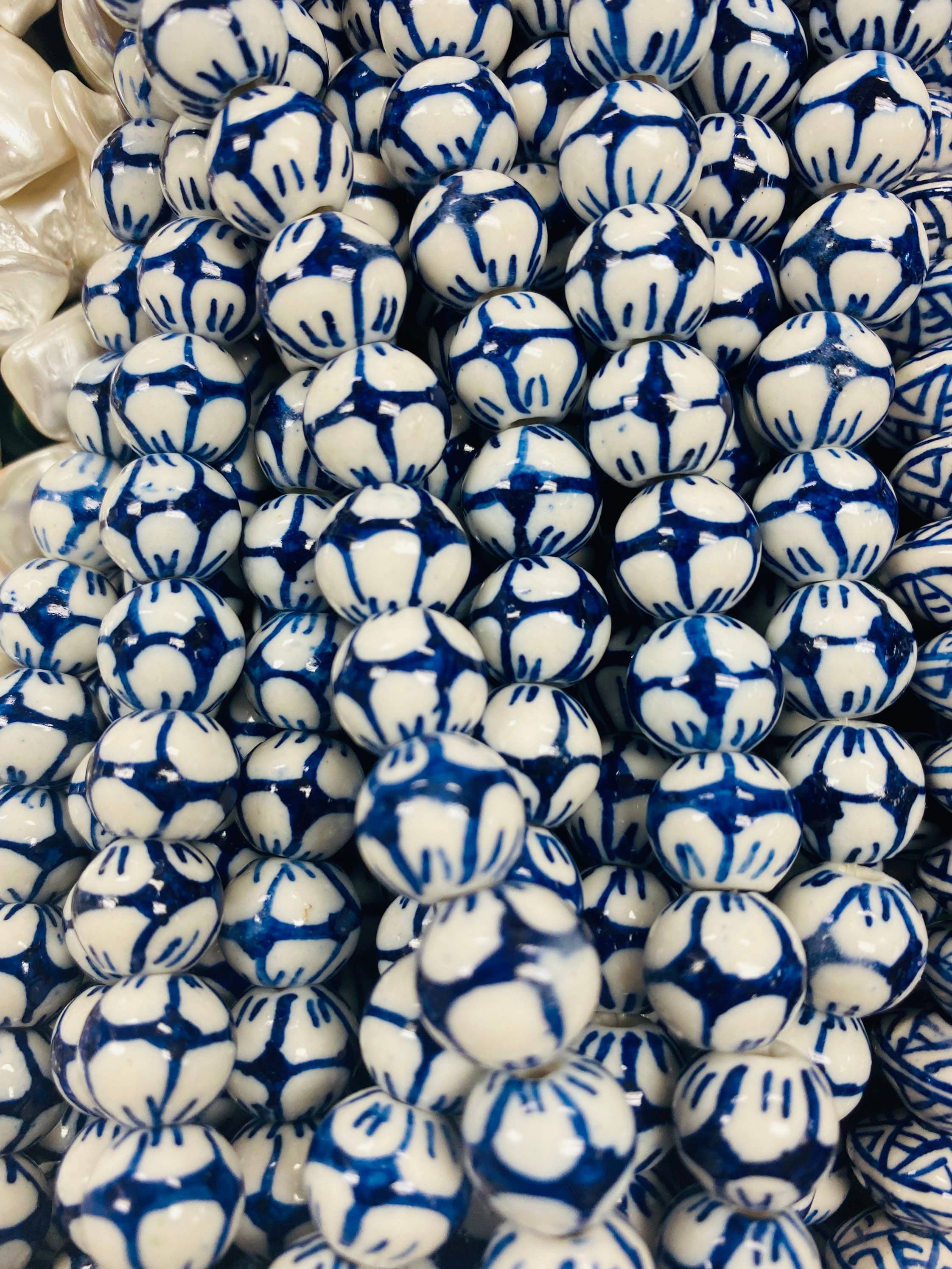 The Bead Bazaar - Wholesale Beads - 32 Porcelian Beads, Greek Boho Accent Beads, Chinoiserie Beads, Ceramic Focal Beads, Hand Painted Beads, Blue Bads, DIY Jewelry For Bracelets1