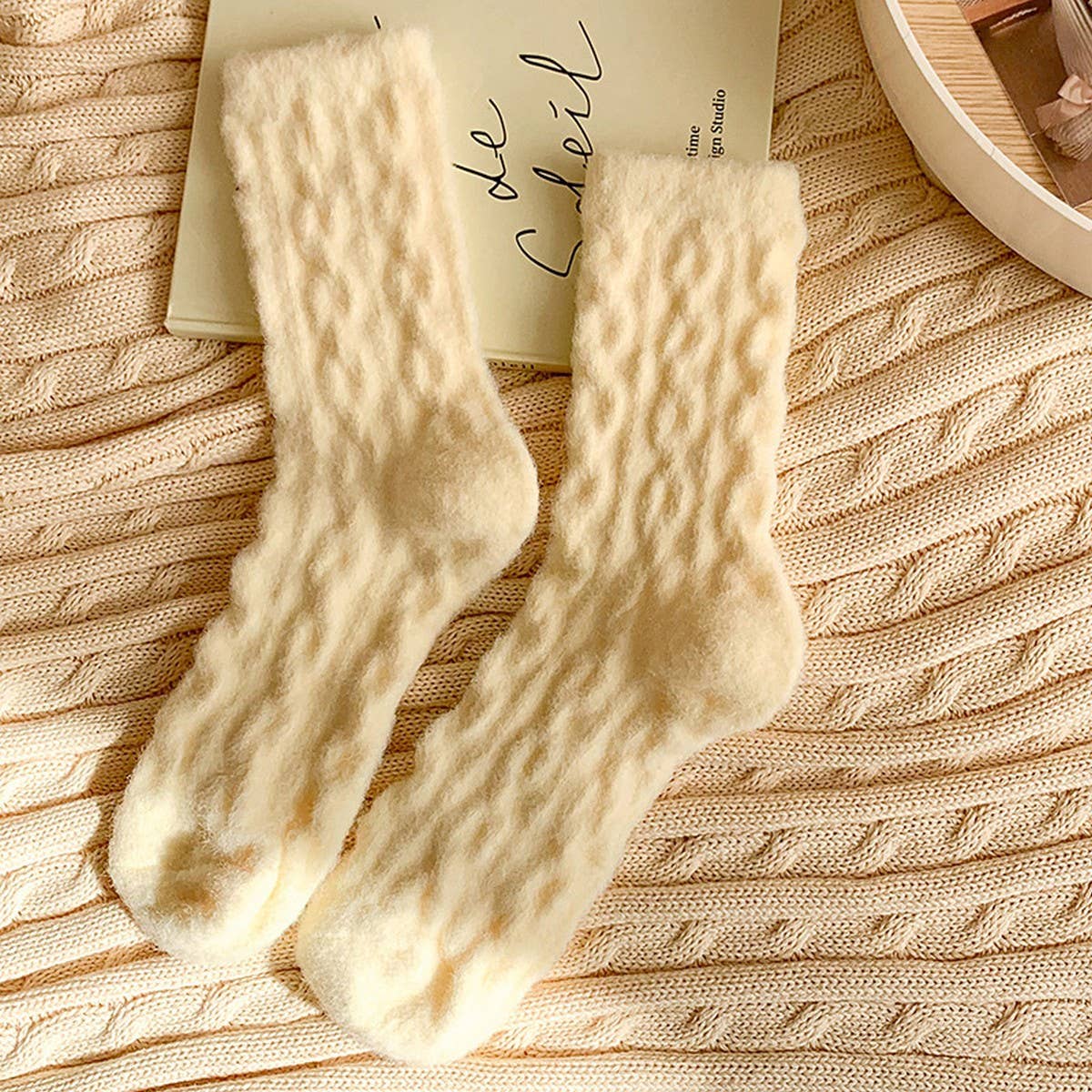 ACCITY - Wholesale Socks - Women's - Cable Knit Socks Women Candy Color Winter Warm_CWMS028836