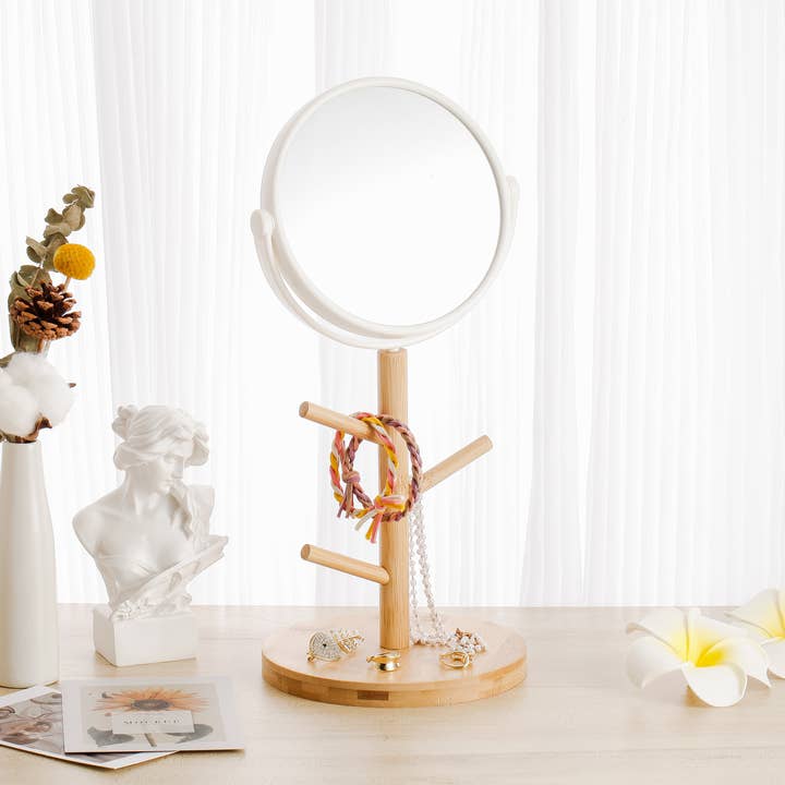 Godinger - Wholesale Vanity Mirror - Bamboo Standing Mirror/Tray0