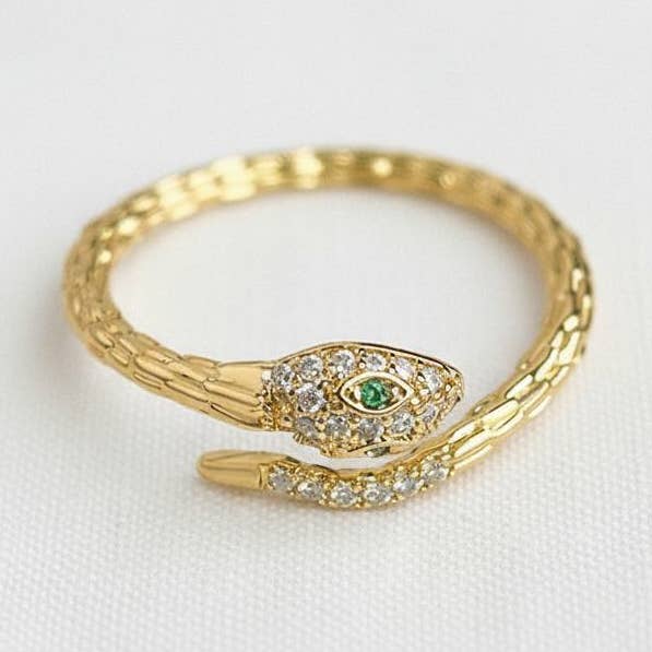 Vergulde Slang Cubic Zirconia Verstelbare Ring voor wholesale door Ellemadera