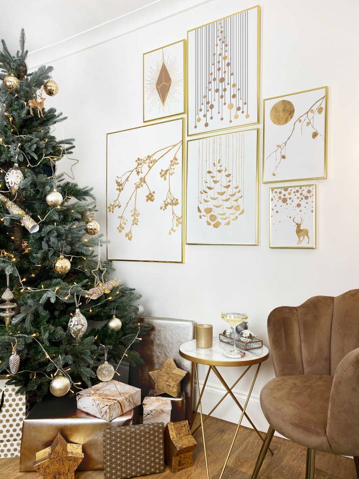 Christmas bär väggkonst Print (Guld) för wholesale av We Love Prints