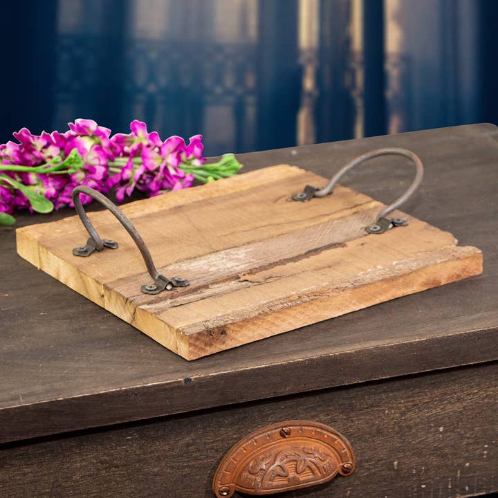 Antikas - Wholesale Decorative Tray - Very nice wooden board with metal handles, presentation decor