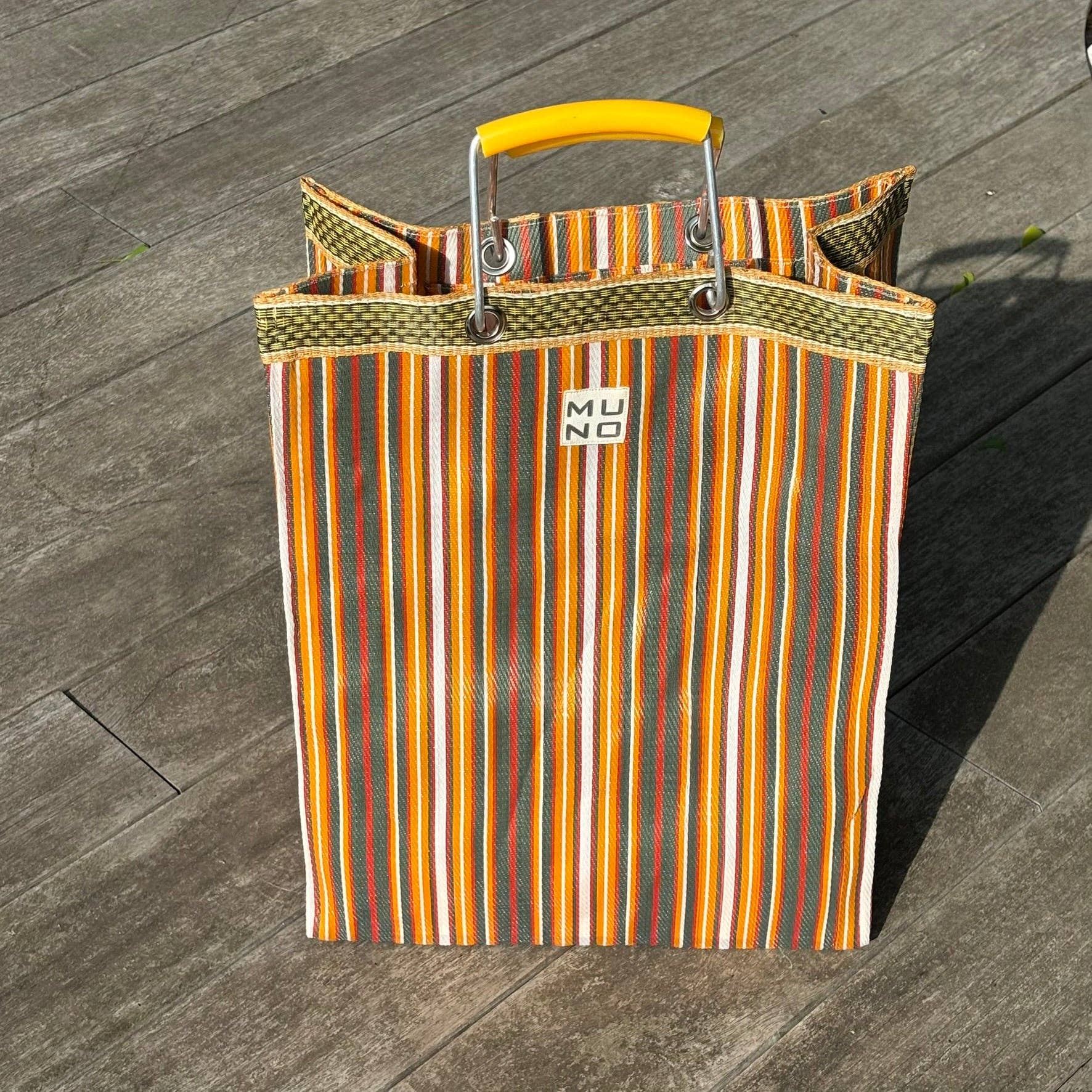 Muno – Engroshandel Indkøbspose/indkøbstaske – Genanvendt Nylon Stribet Shopper – Sunset Stripe4