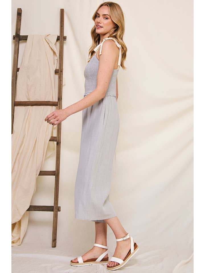 Allie Rose - Wholesale Jumpsuit - Women's - Soft Linen Smocked Top Jumpsuit