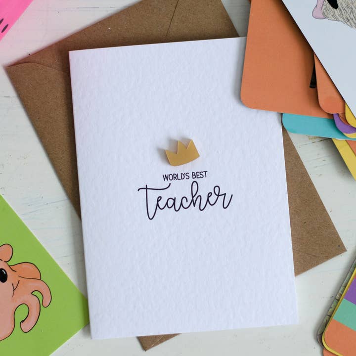 Two Little Hearts - Venta al por mayor Tarjetas de maestros/vuelta al cole - Tarjeta de profesores de acrílico de lujo Corona de mejor profesor del mundo