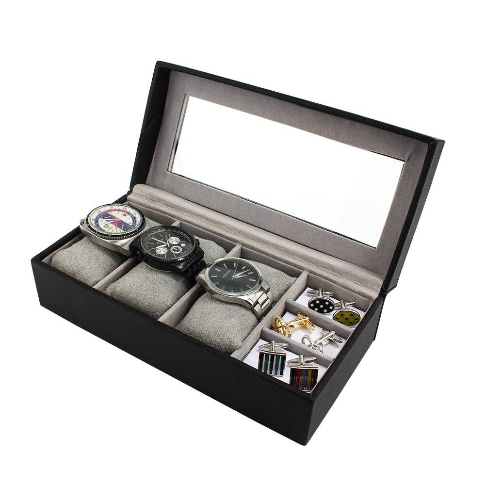 Sophos – wholesale Jewellery box/organiser – Black Watch Box + 3 Sections2