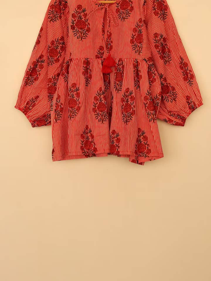 Vestido corto Kyra, minivestido, estampado de bloques florales, túnica, profundo para venta al por mayor de bhavnas boutique