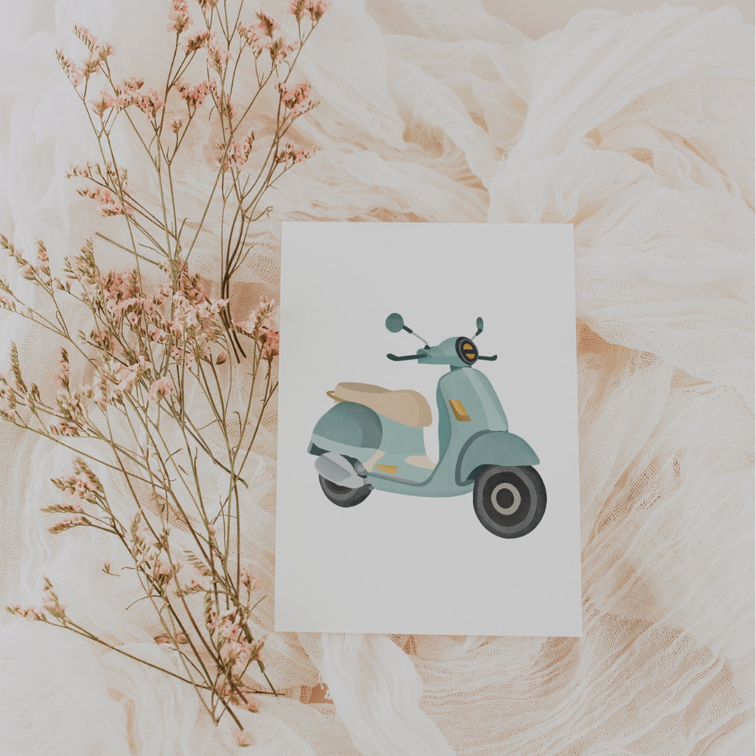 Tilda&Theo - Venta al por mayor Tarjetas de felicitación - Postal con diseño de scooter - Tarjeta de regalo de Italia0
