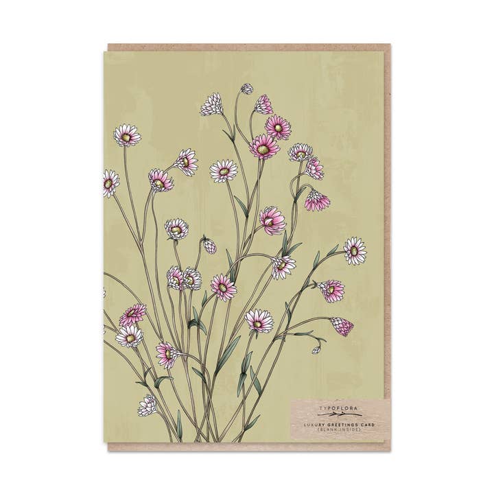 Pink Sunray Portrait Card for wholesale by Typoflora