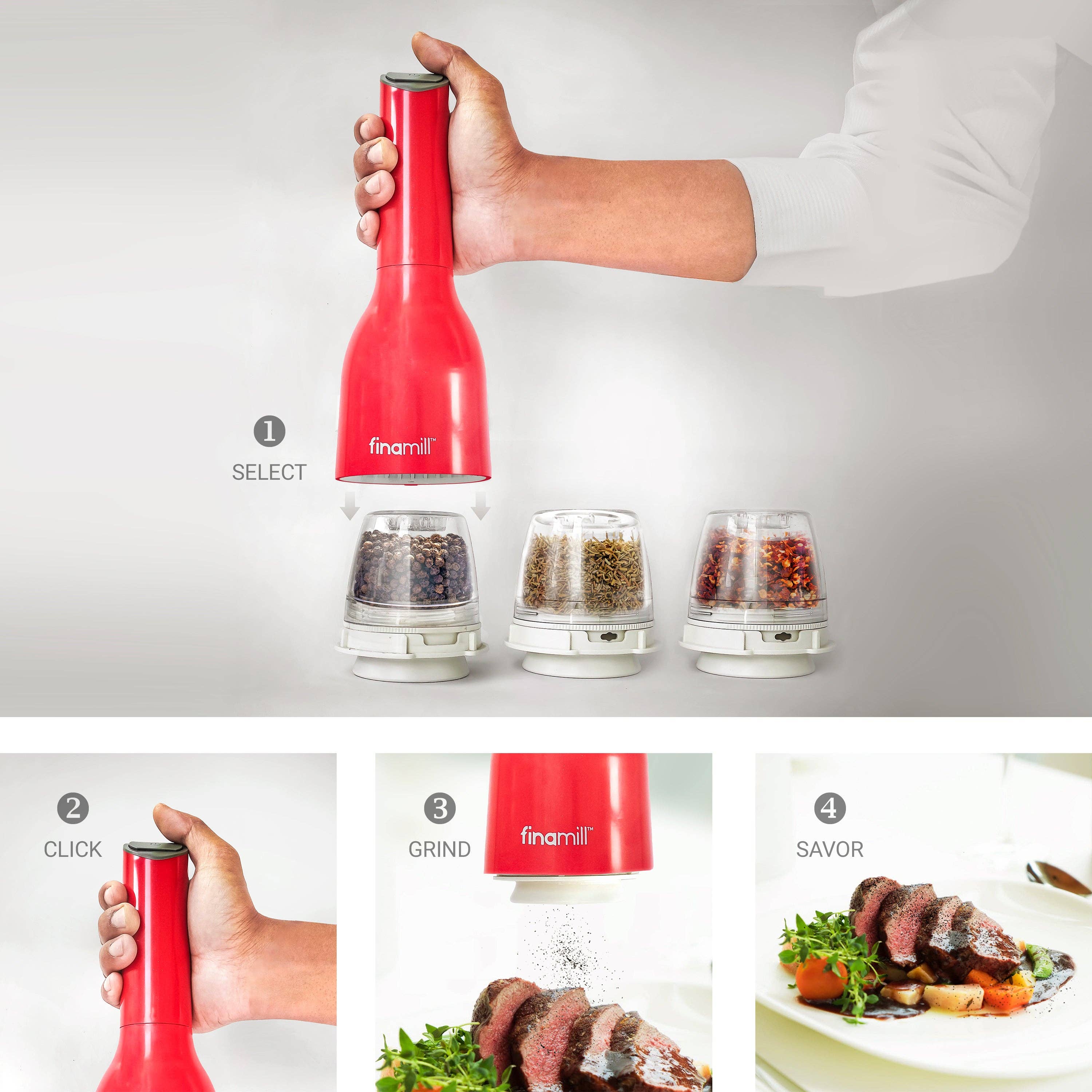 FinaMill - Wholesale Spice Mill - FinaMill Classic Battery - 1 Everyday Pod, 1 Pepper Pod15