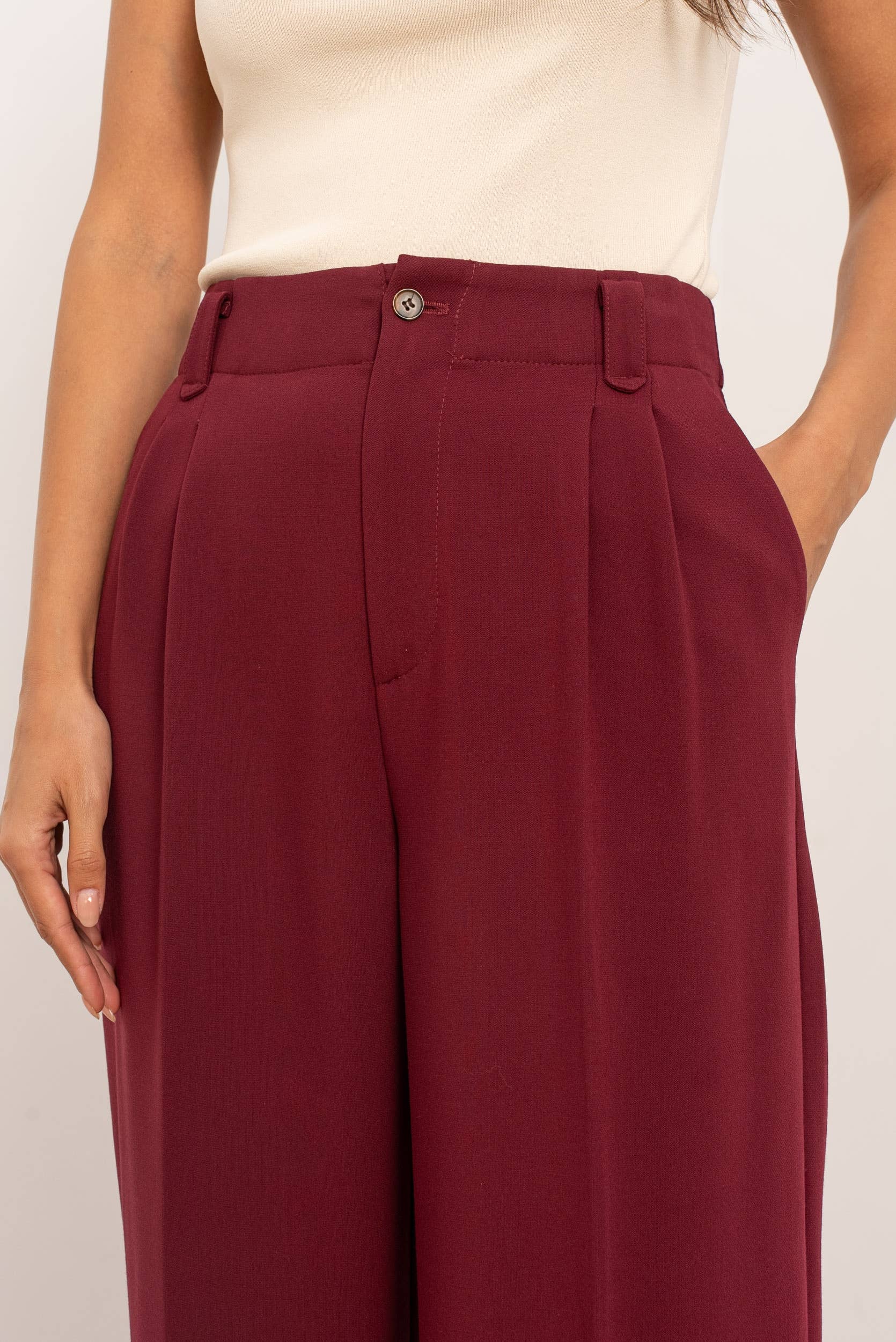 Attentif Paris - Vendita all'ingrosso Pantaloni eleganti - Donna - [Aura] Pantaloni ampi a vita alta con pinces56