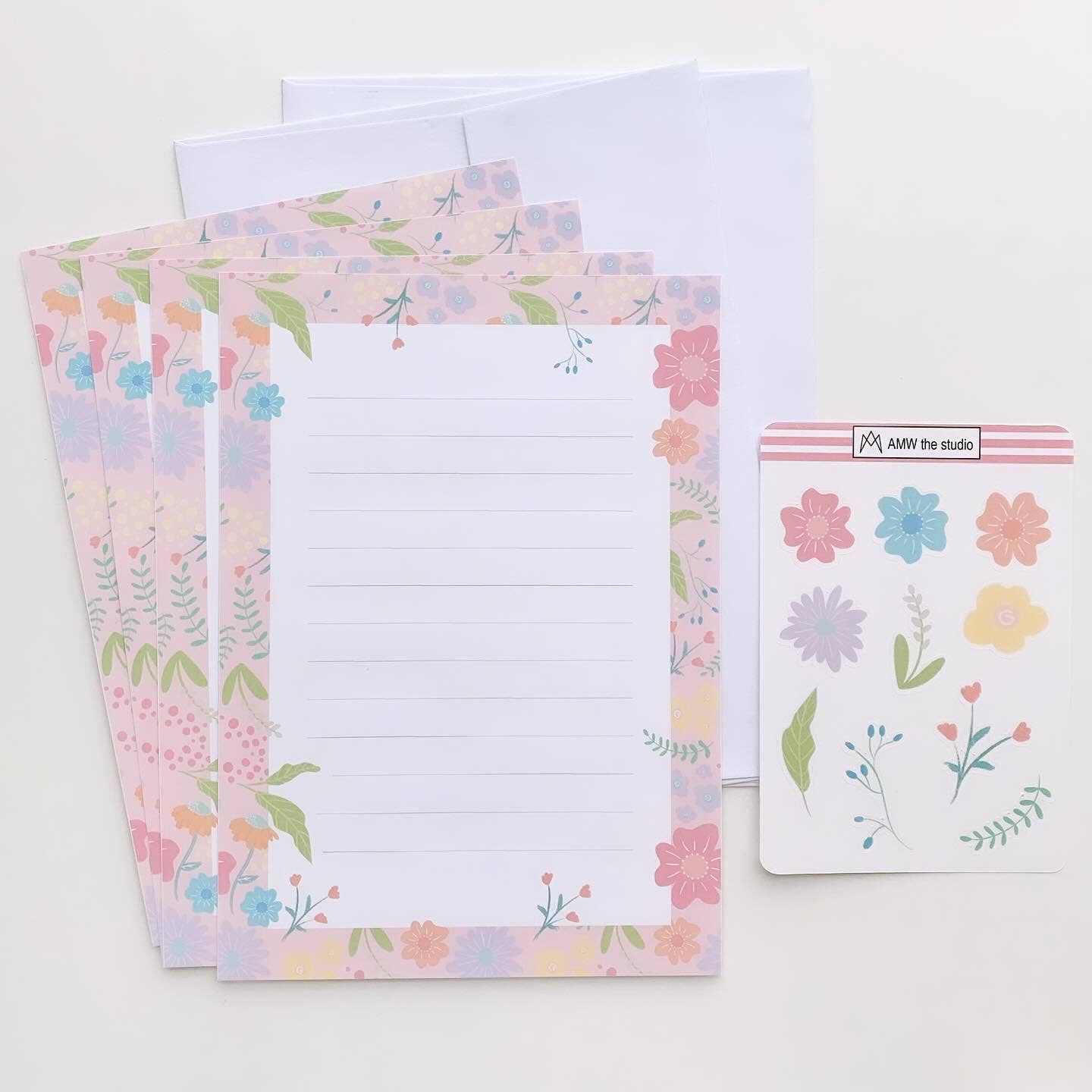 AMW the studio - Wholesale Stationery/Notecard Set - Spring Blooms Letter Writing Set1
