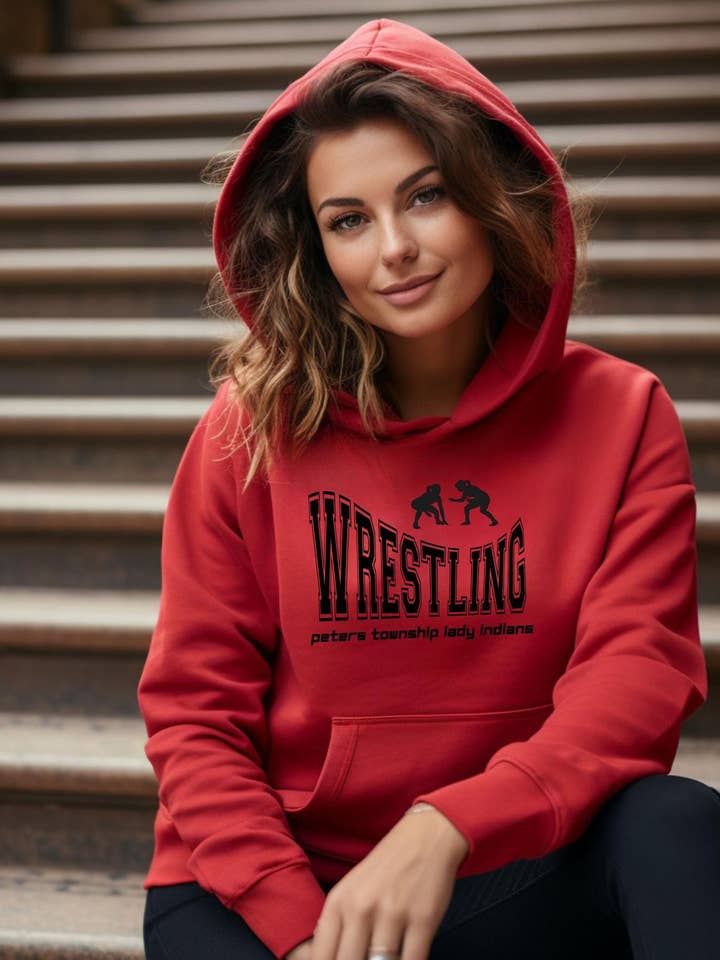 Peters Twp Lady Indians Wrestling Team Hoodie Sweatshirt for wholesale by 240 Spirit Press