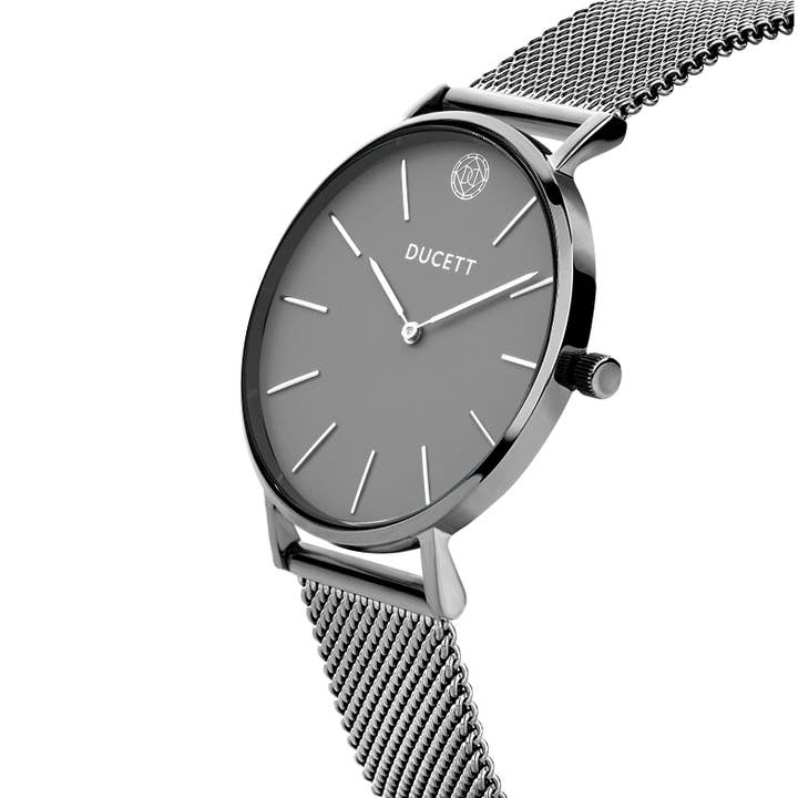 DUCETT – Großhandel Armbanduhr – Unisex – DUCETT Dark Grey Mesh Uhren-Set für Sie und Ihn4