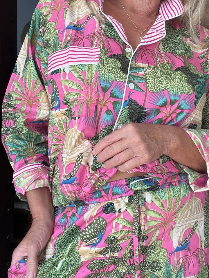 Aurobelle Ibiza – Engroshandel Pyjamasæt - Dame – Pyjamas hyggeligt loungetøj, pink palads